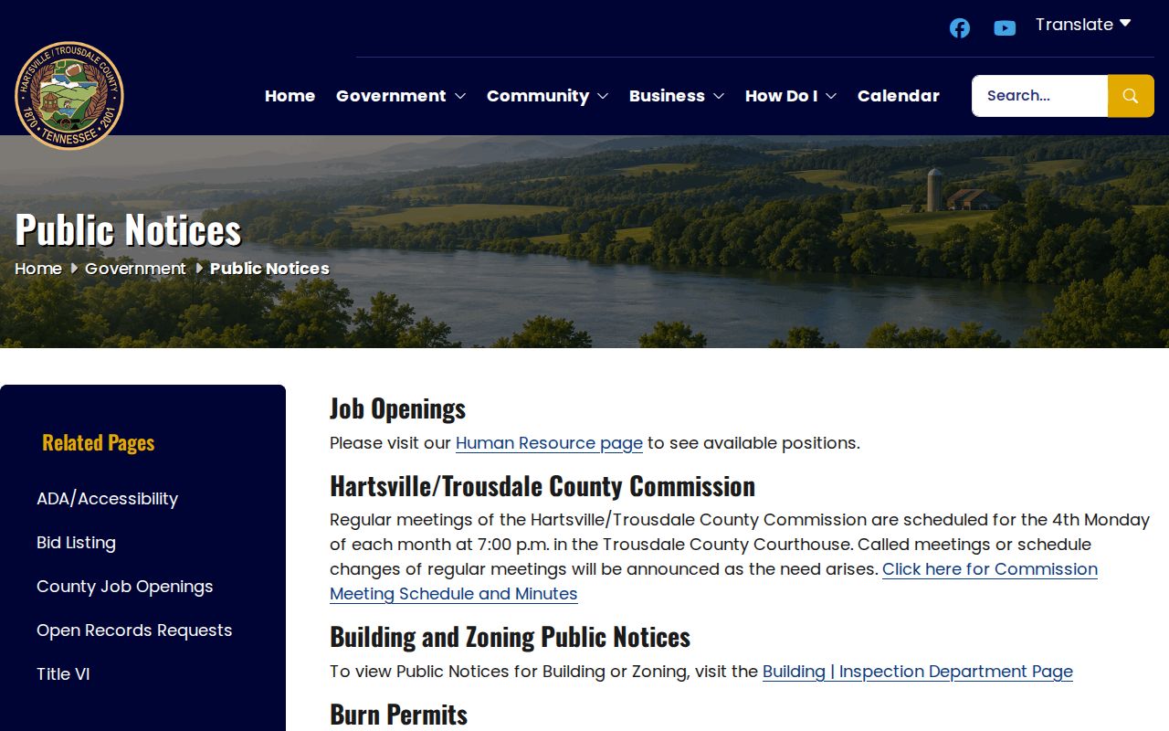 Trousdale County public records notice for arrest record requests