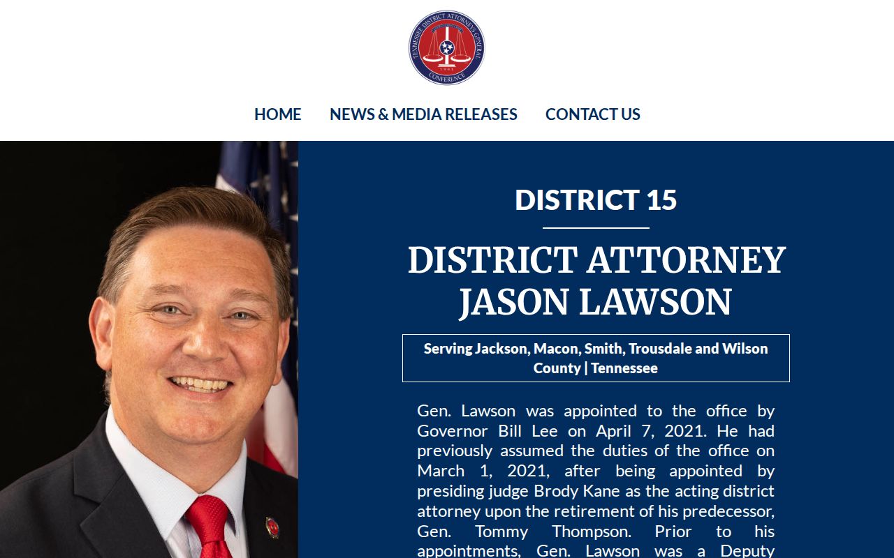 District 15 prosecutor information for Trousdale County criminal cases