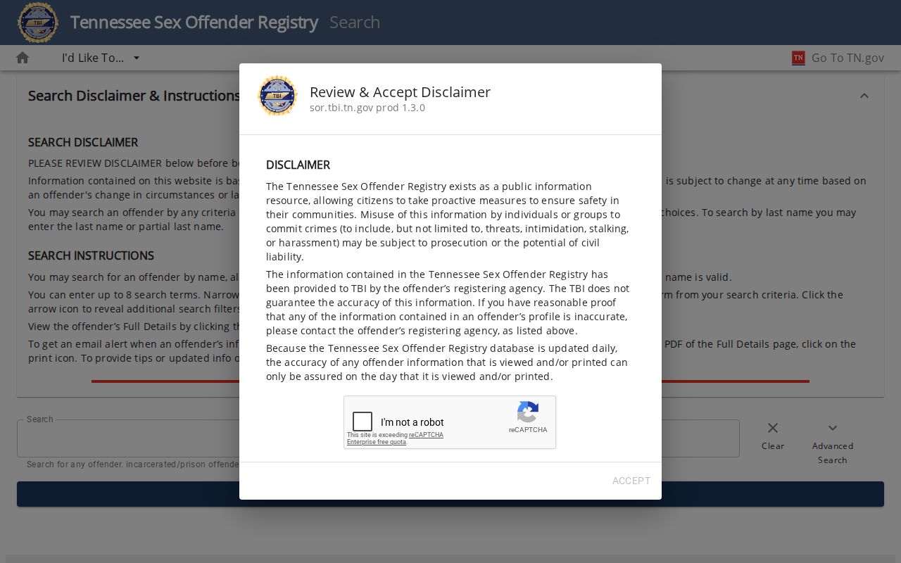 Trousdale County sex offender check on the Tennessee registry search