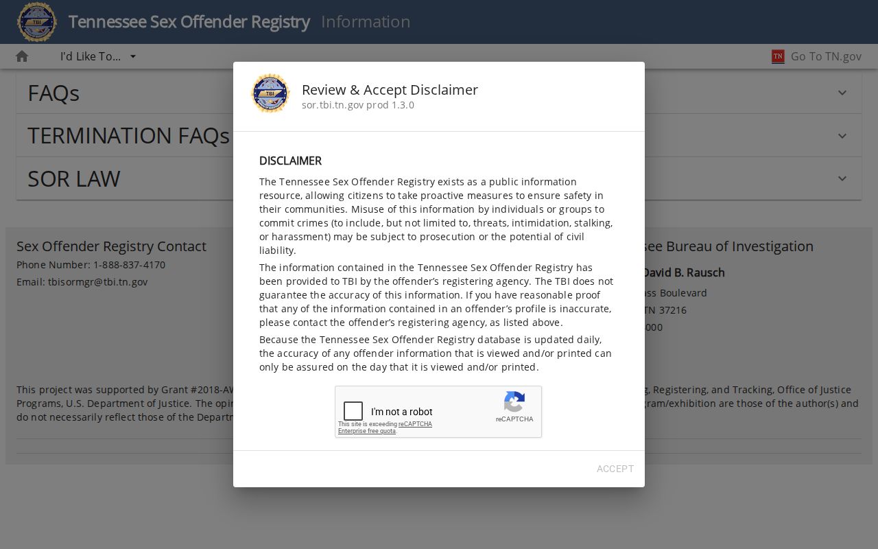 Trousdale County sex offender registry information and legal warning
